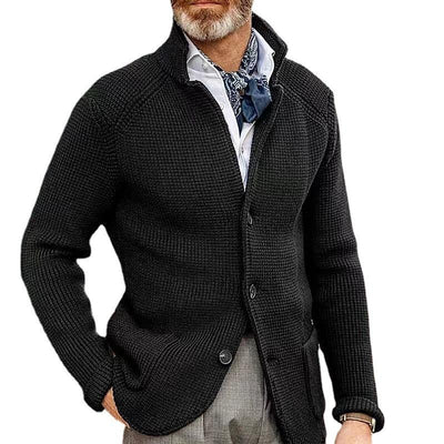 Blazer en maille décontracté pour homme à col montant