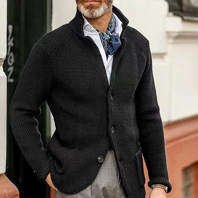 Blazer en maille décontracté pour homme à col montant