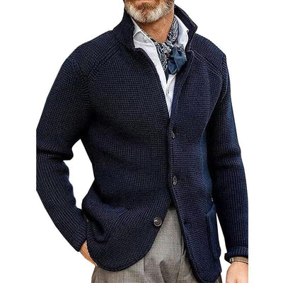 Blazer en maille décontracté pour homme à col montant