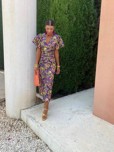 Solea – Robe Colorée à Manches Froncées