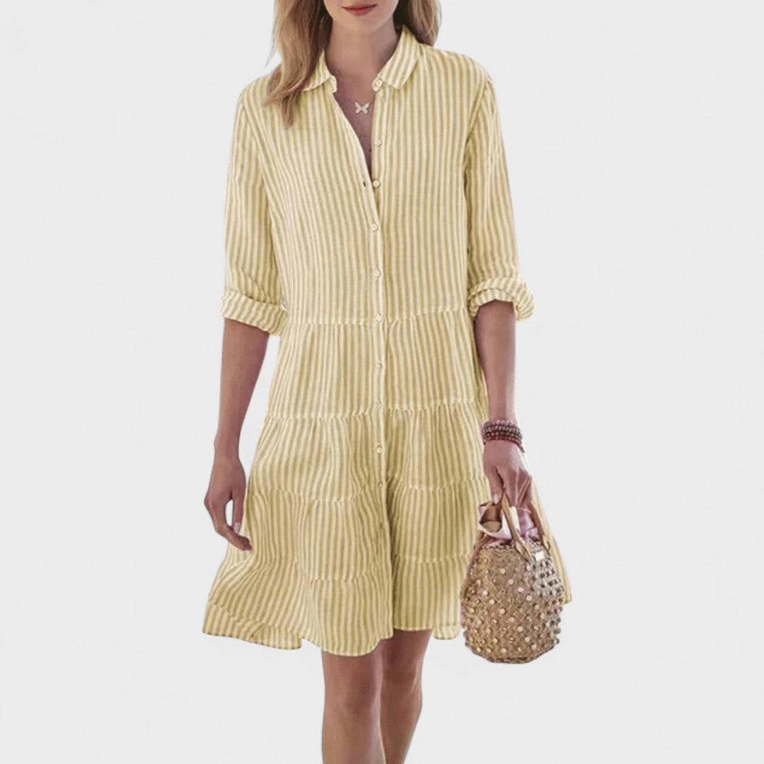 Aurélie – Robe Chemisier Rayée “Brise d’Été”