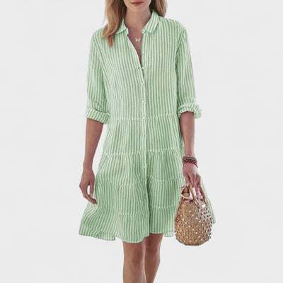 Aurélie – Robe Chemisier Rayée “Brise d’Été”