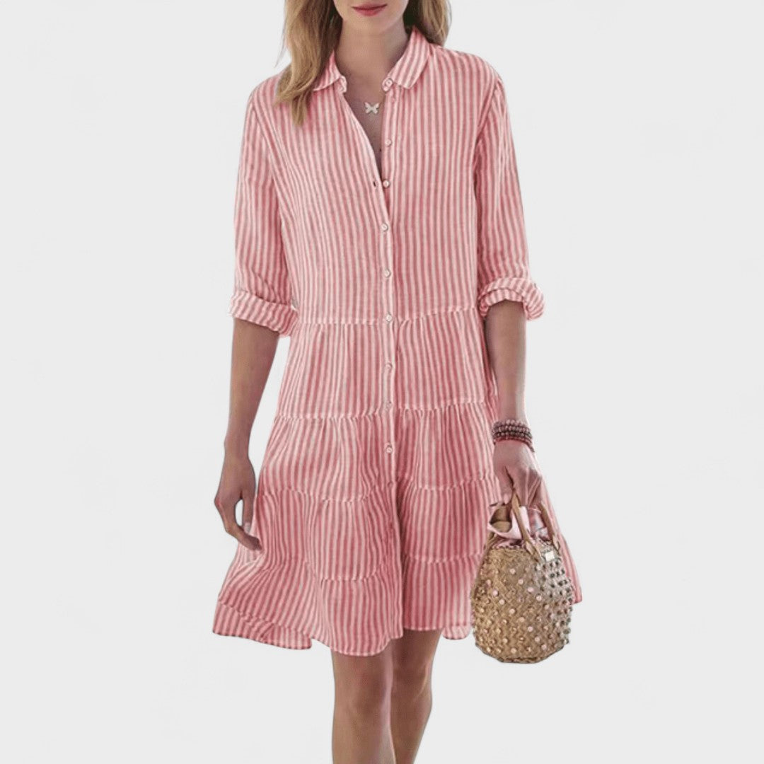 Aurélie – Robe Chemisier Rayée “Brise d’Été”