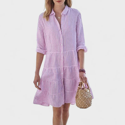 Aurélie – Robe Chemisier Rayée “Brise d’Été”