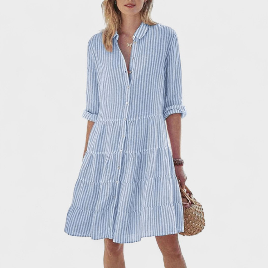 Aurélie – Robe Chemisier Rayée “Brise d’Été”