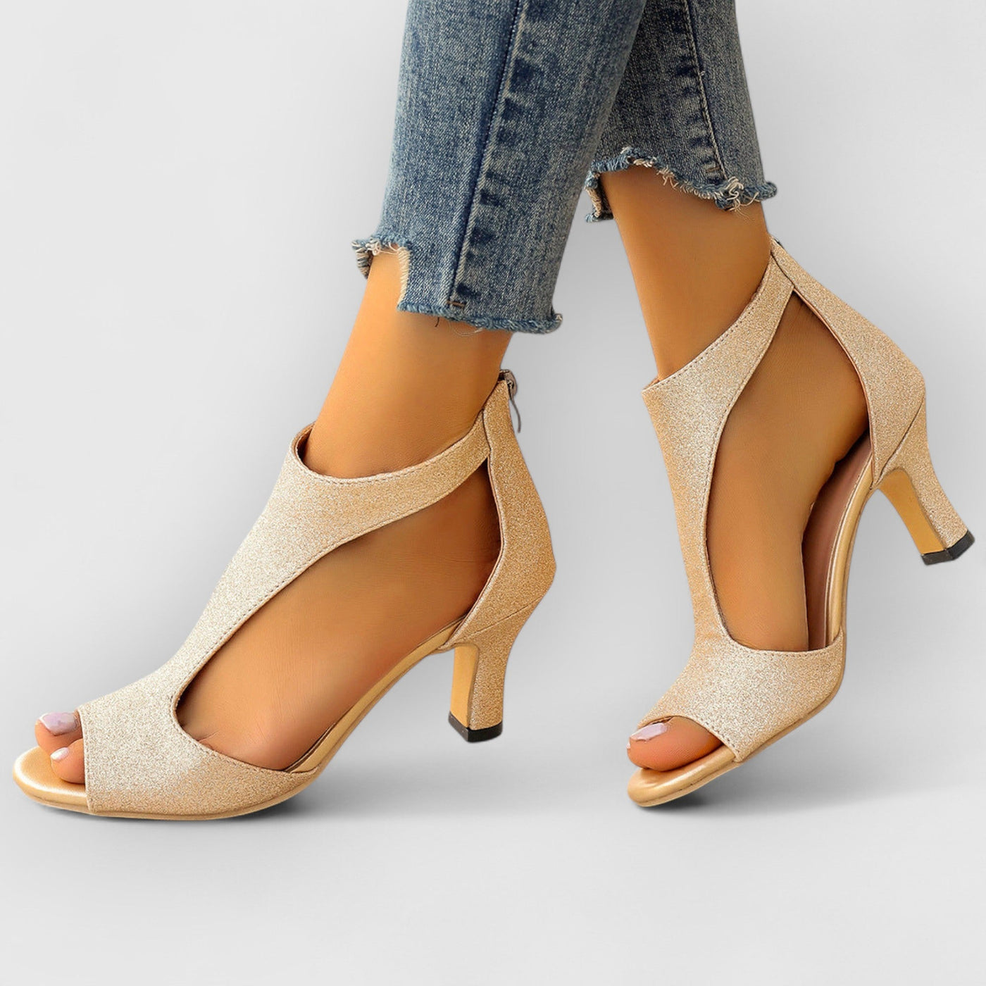 Nessa | Sandales confort avec talon et découpes