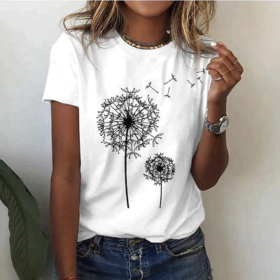 Jaleah - T-shirt élégant avec motif pissenlit